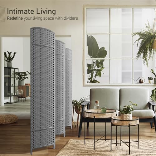 Sorbus 8-Panel Black Room Divider with Double Hinged Panels, 6 ft Tall Folding Privacy Screen
