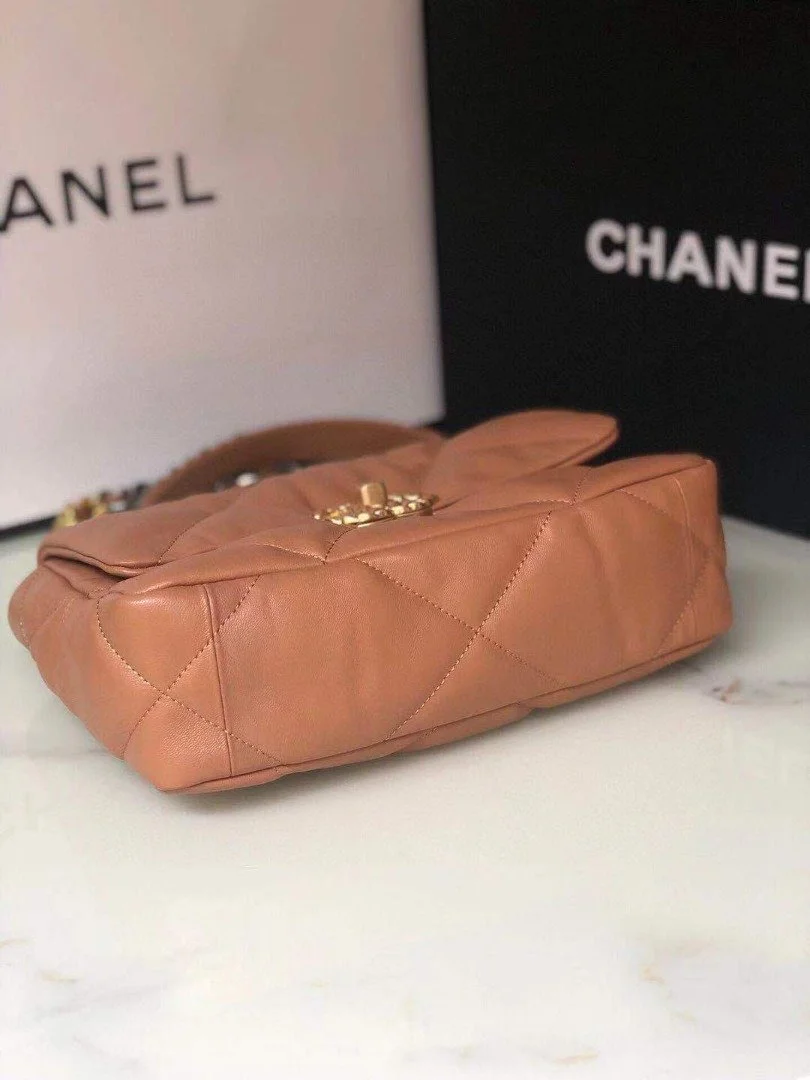 Chanel 19 Handbag 26cm Brown For Women AS1160