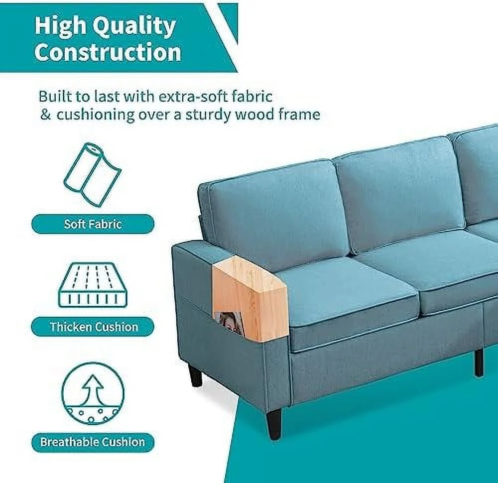 YZboomLife Convertible Sectional Sofa  L Shaped Couch with Reversible  Ottoman  Modern 3 Seat Modular Sofa for Living Room Small Space Apartment
