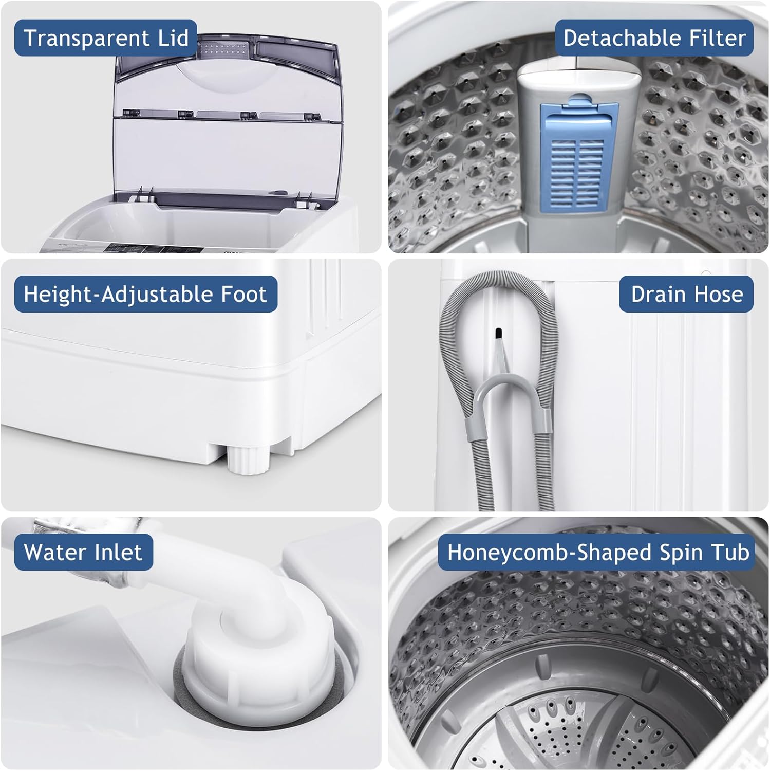 RELAX4LIFE Full-Automatic Washing Machine, 12LBS Capacity Compact Laundry Washer w/10 Programs, 8 Water Levels, LED Display & Drain Pump