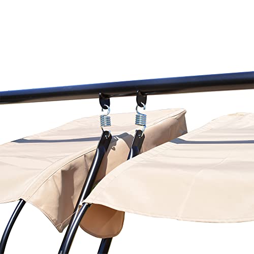 Outsunny Patio Swing Chair with 2 Separate Seats, Outdoor Swing with Removable Canopy and Cup Holders for Porch, Garden, Poolside, Backyard, Gray
