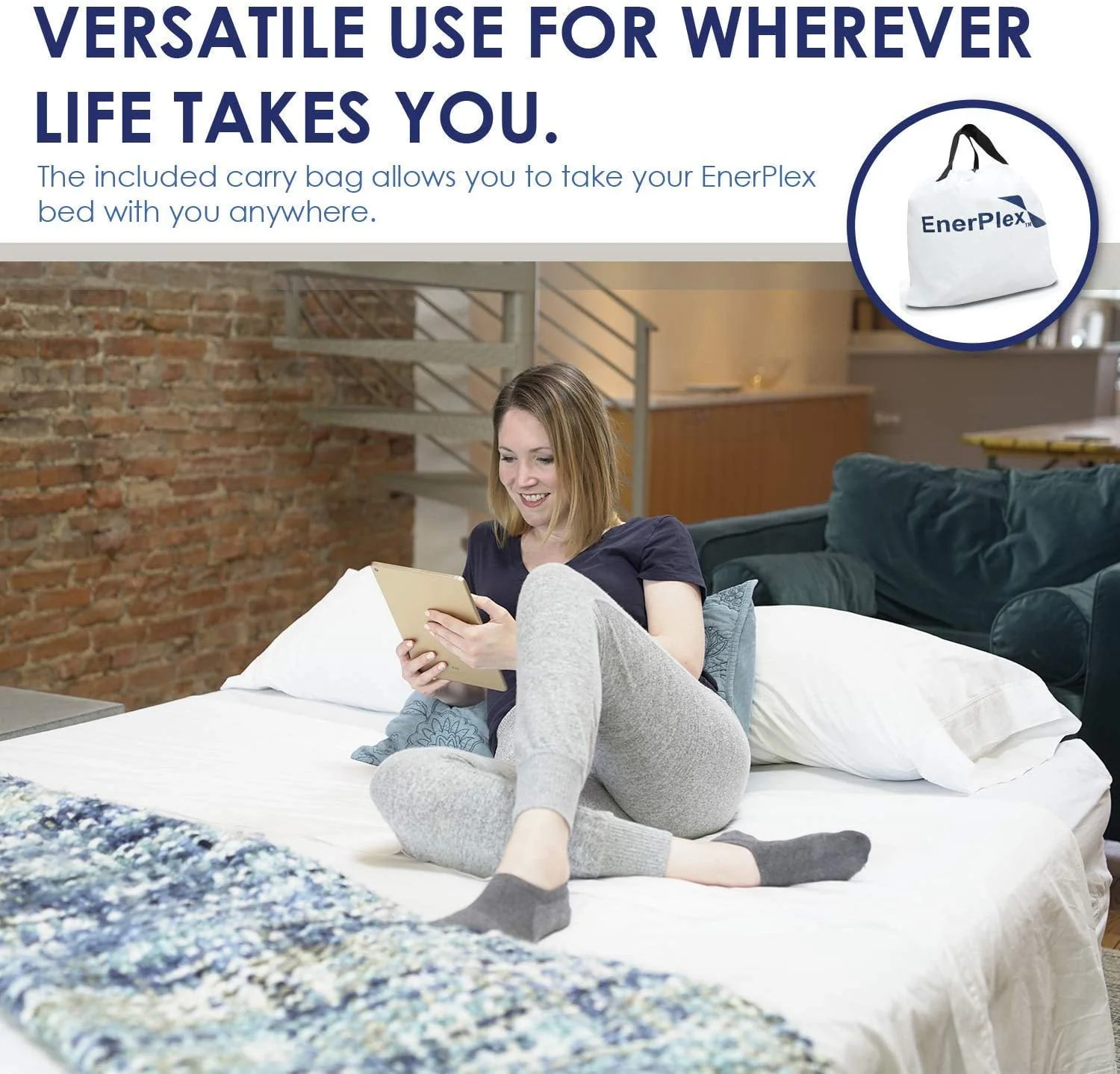 EnerPlex Luxury 16 Inch Double High Air Mattress with Built in Pump, Queen