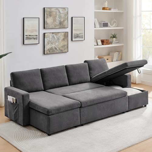 55" 3-in-1 Convertible Sleeper Sofa Bed with Adjustable Backrest - Soft Chenille Futon Couch for Living Room, Office & Apartment, Beige
