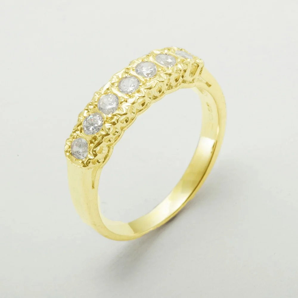 LBG British Made 14k Yellow Gold Natural Diamond Womens Eternity Ring - 33 size options - Size 10