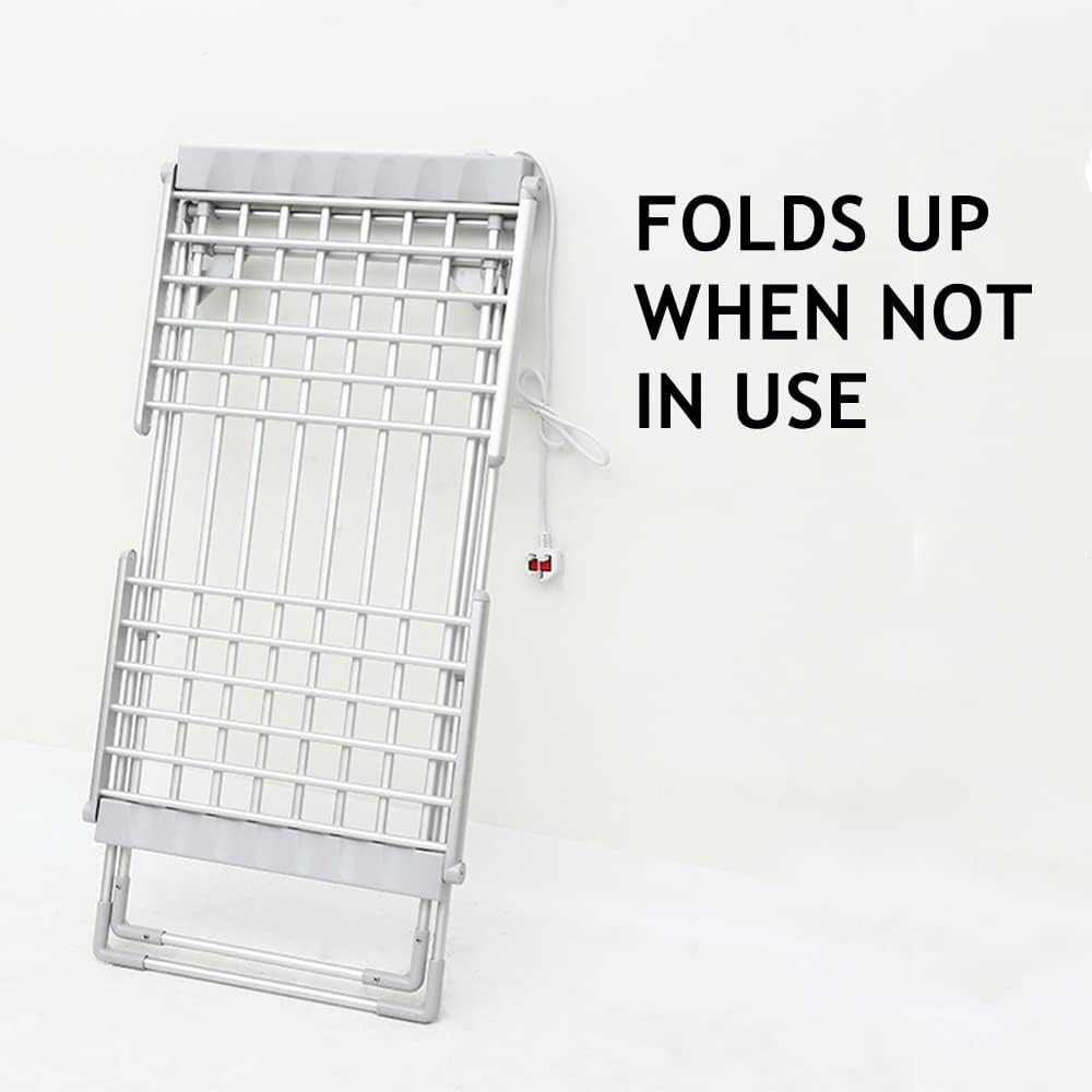 Heated Clothes Drying Rack, Folding Electric Clothes Drying Rack, Collapsible Laundry Drying Rack