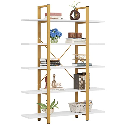 Tribesigns 5-Tier Bookshelf, Vintage Industrial Style Bookcase 72 H x 12 W x 47L Inches, Black