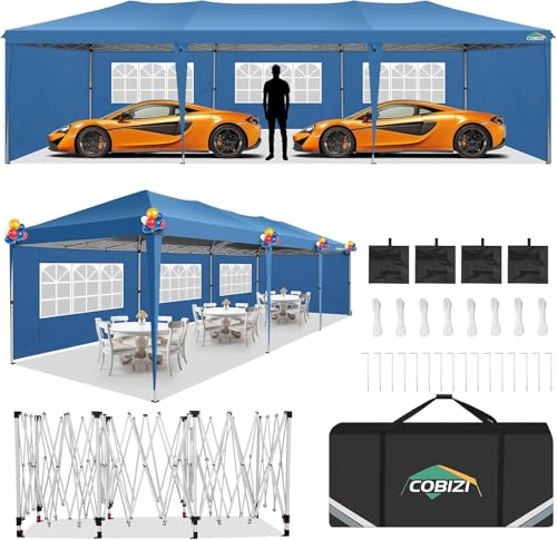 COBIZI 10x10 Pop up Canopy Tent Protable Canopy Tent with 4 Sidewalls Waterproof Commercial Instant Shelter for Parties, Wedding