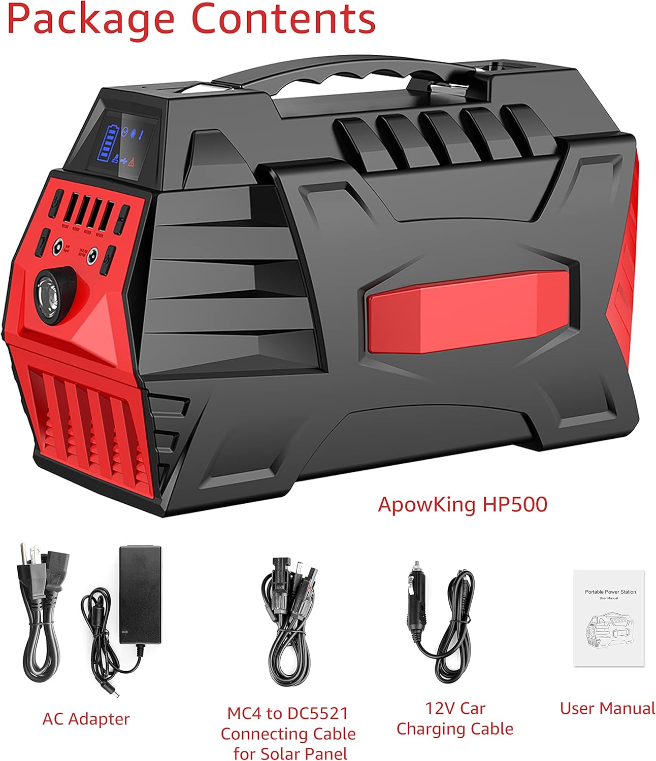 500W Portable Power Station, 296Wh Solar Generator Backup Battery Pack with 110V/500W AC Outlet, Portable Power Bank Outdoor Generators for Home Use