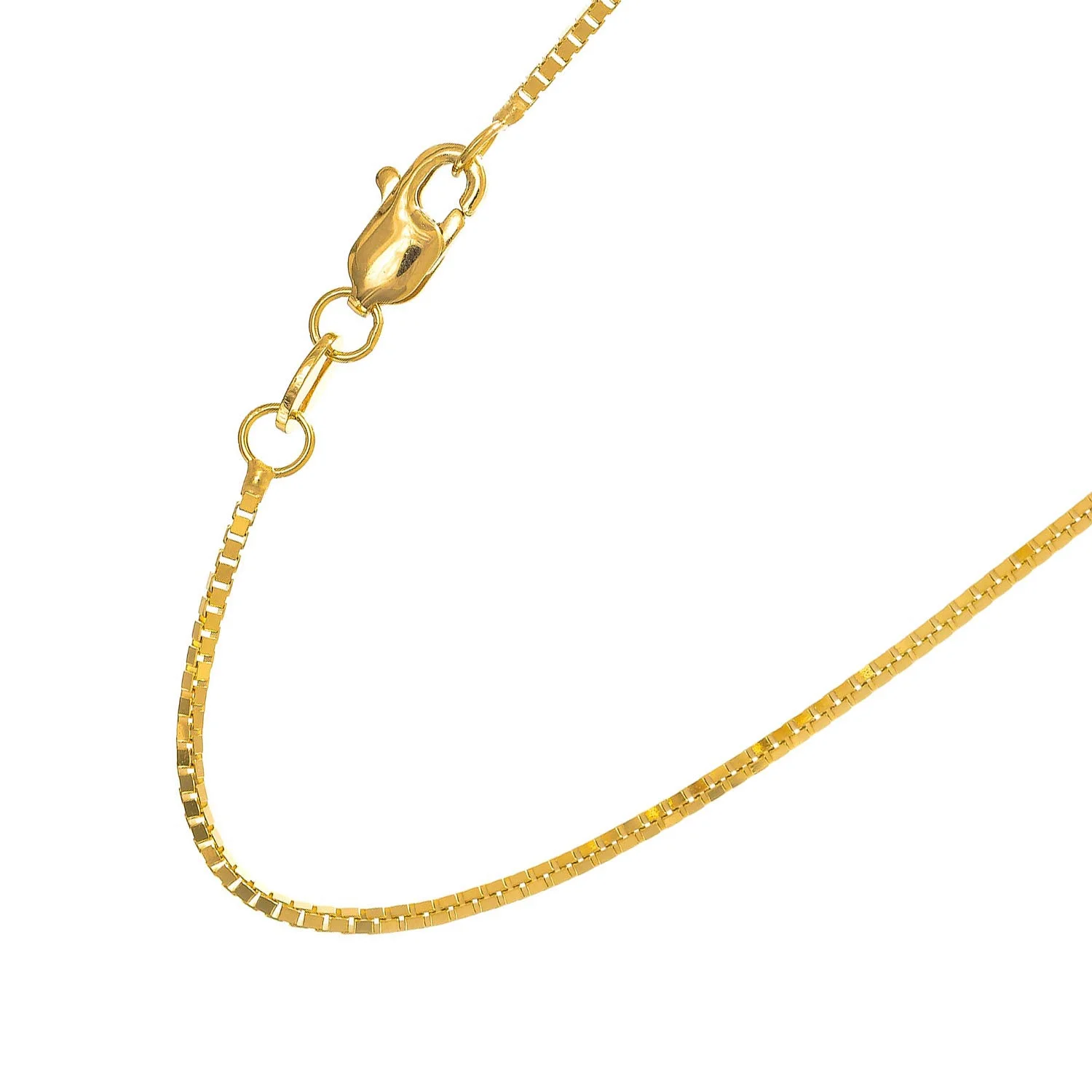 14kt 30" Yellow Gold 1.1mm Shiny Classic Box Chain with Lobster Clasp