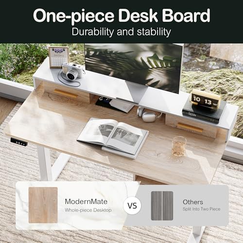 Standing Desk with 4 Drawers, 47.2 x 23.6 Inch Whole Piece Height Adjustable Electric Sit Stand Desk
