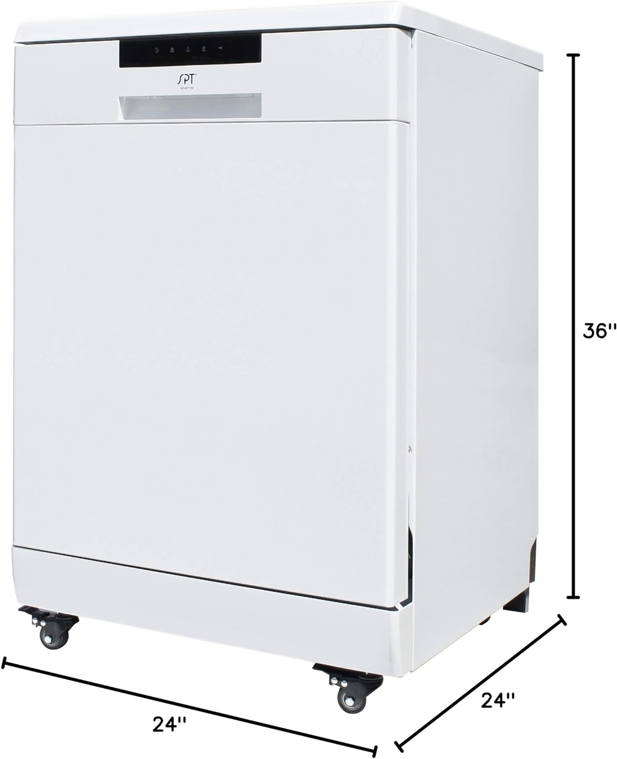 SPT SD-6513WA 24&Prime; Wide Portable Dishwasher with ENERGY STAR, 6 Wash Programs, 10 Place Settings and Stainless Steel Tub &ndash; White