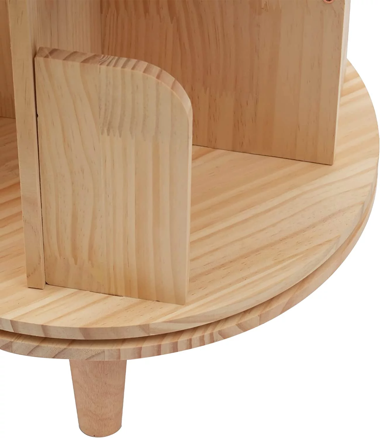 360 Degree Display Wooden Rotating Bookshelf W/4 Legs Floor Standing Bookcase(3 Tiers)