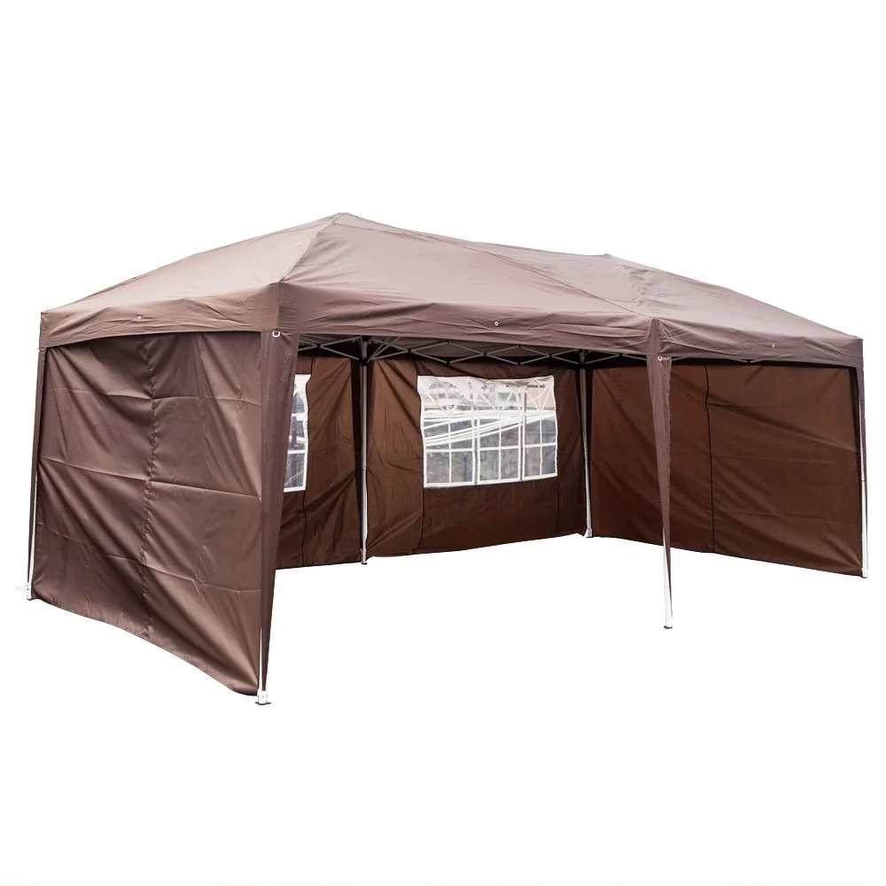 CoSoTower Waterproof Folding Tent, Practical Pop Up Tent with Two Windows, Dark Coffee