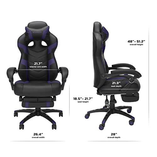 RESPAWN 110 Pro Gaming Chair - Gaming Chair with Footrest, Reclining Gaming Chair, Video Gaming Computer Desk Chair, Adjustable Desk Chair