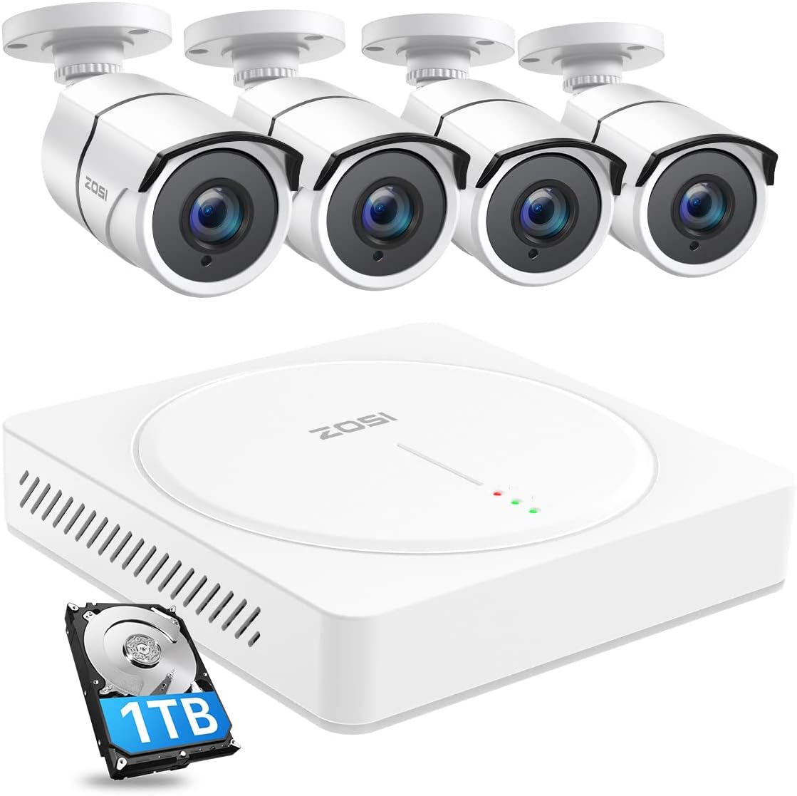 ZOSI Spotlight Wireless Security Camera System with Two Way Audio,2K H.265+ 8CH CCTV NVR with 1TB Hard Drive