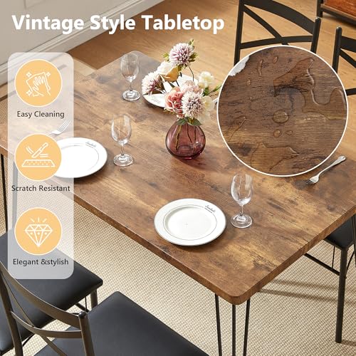VECELO Kitchen Dining Room Table Set with 2 Chairs for Small Space, Apartment,Metal Steel Frame
