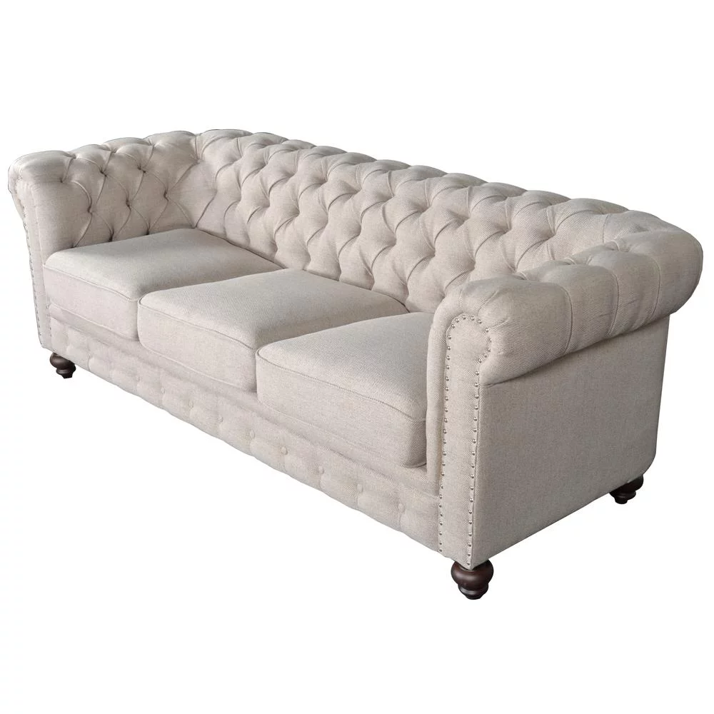 AFD Classic Chesterfield Dark Linen Sofa