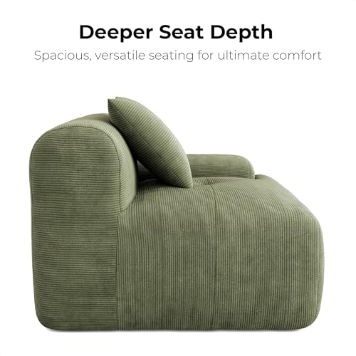 LIKIMIO 118" Modern L-Shaped Modular Sectional Sofa for Living Room, Corduroy Upholstery Green