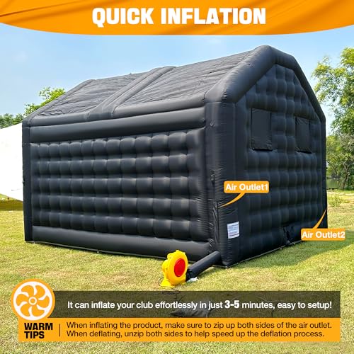Small Black Inflatable Night Club 16.4x13x11.5Ft Disco Cube Gazebo Event House with Logo Area Portable Inflatable Party Tent for Birthday