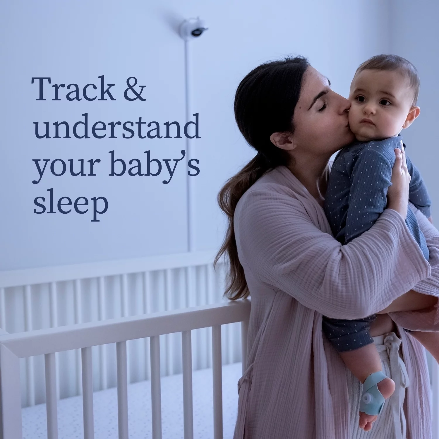 Owlet Dream Duo - Smart Portable Video Baby Monitor - HD Video Camera + Sock With Heart Rate, AVG Oxygen Tracker - Bedtime Blue