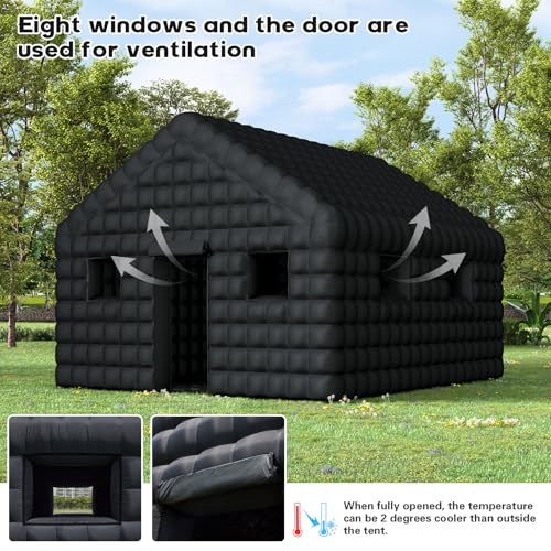 EROMMY 20x16.5x12 FT Large Black Inflatable Nightclub, Blow Up Party Tent Portable with 950W Blower