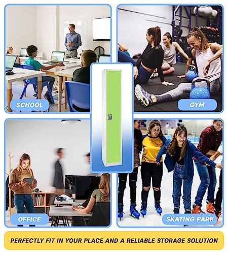 AdirOffice Large Steel Metal Storage School Locker - Single Tier Free Standing Storage Compartment