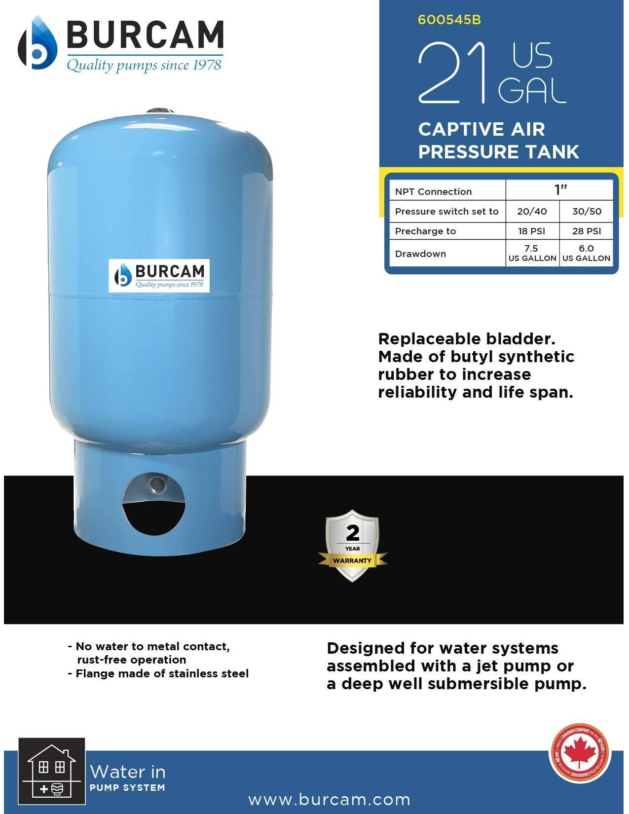 Burcam 600545b 20 Gallons Vertical Pressure Tank