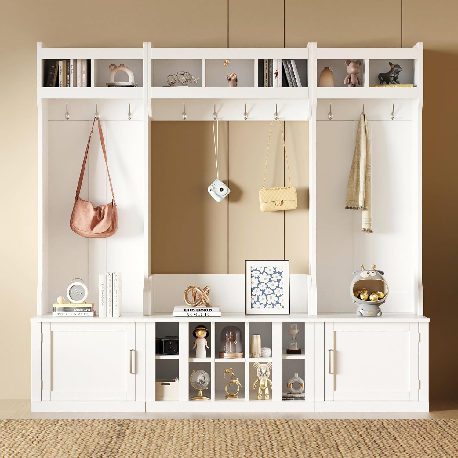 VOXIV Wide Design Hall Tree with Storage and Bench