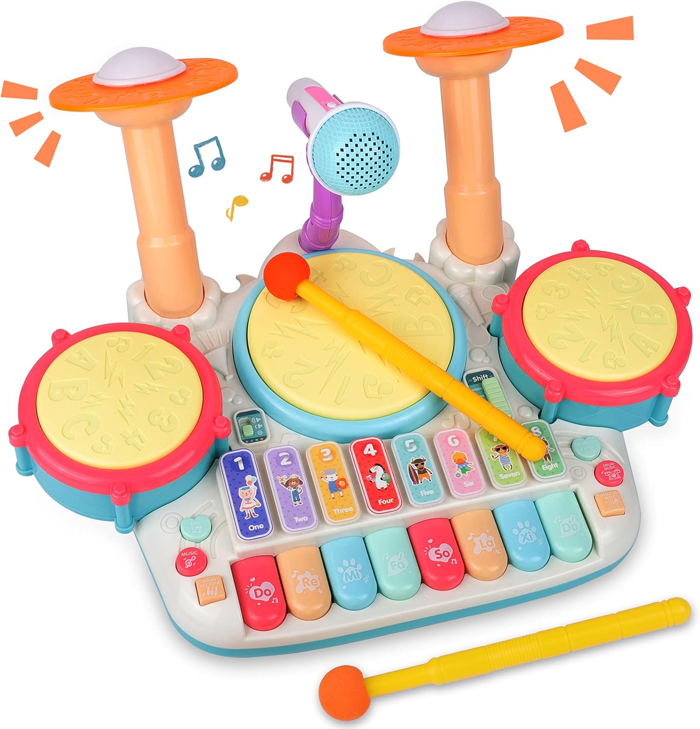 Rabing Baby Musical Instruments Toys, 5 in 1 Toddler Drum & Piano Set