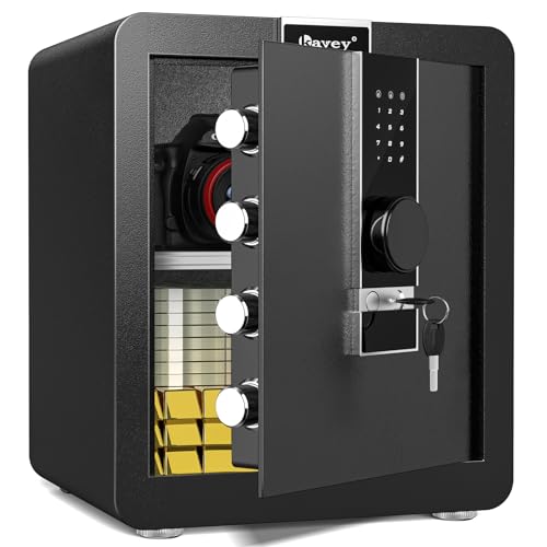 Kavey 2.0 Cub Safe Box, Fireproof Safe with LCD Touch Screen and Dual Alarm System, Home Safe With Mute Function and LED Light