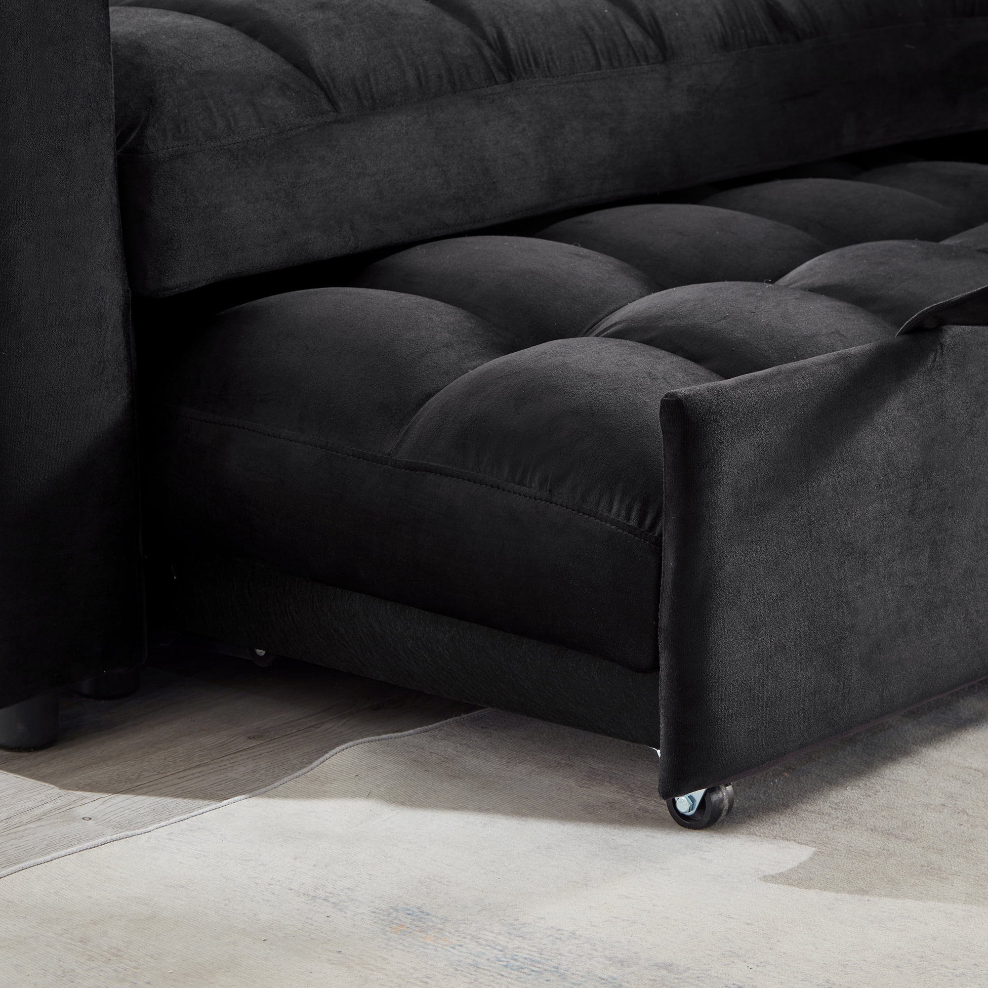 Muumblus 84" Convertible Sofa Bed, Pull Out Sofa Bed, Modern Tufted Sectional Sleeper Sofa with Storage Chaise, L Shaped Sofa Couch for Living Room