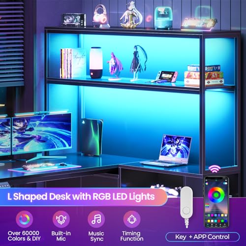 SEDETA L Shaped Standing Desk, Reversible Computer Office Desk with Drawers & Hutch
