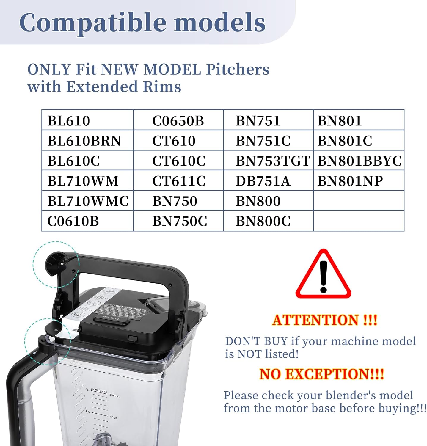 For Ninja Blender Lid Top Replacement, BL610 Professional Blender 1000 Lid Replaces (NEW Model) DB751A BN753TGT CT610 C0610B C0650B BN750 BN751