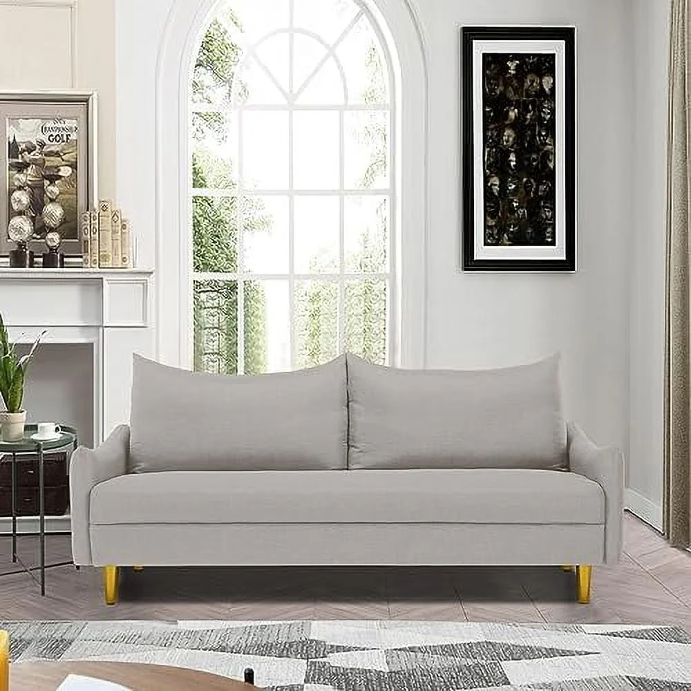 RUNFAYBIU 67" Modern Velvet Loveseat Sofa Couch  Mid-Century Tufted Upholstered Small Love Seat Couch with 2 Pillows