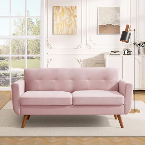 Tbfit L Shaped Couch Sofa, 80" W Mid-Century Modern Sectional Couches, 3 Seater Sofas with Wide Chaise Lounge & Two Pillows