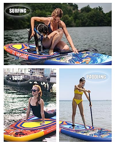 Highpi Inflatable Stand Up Paddle Board Premium SUP Accessories, Backpack, Wide Stance, Surf Control, Non-Slip Deck, Leash, Paddle and Pump