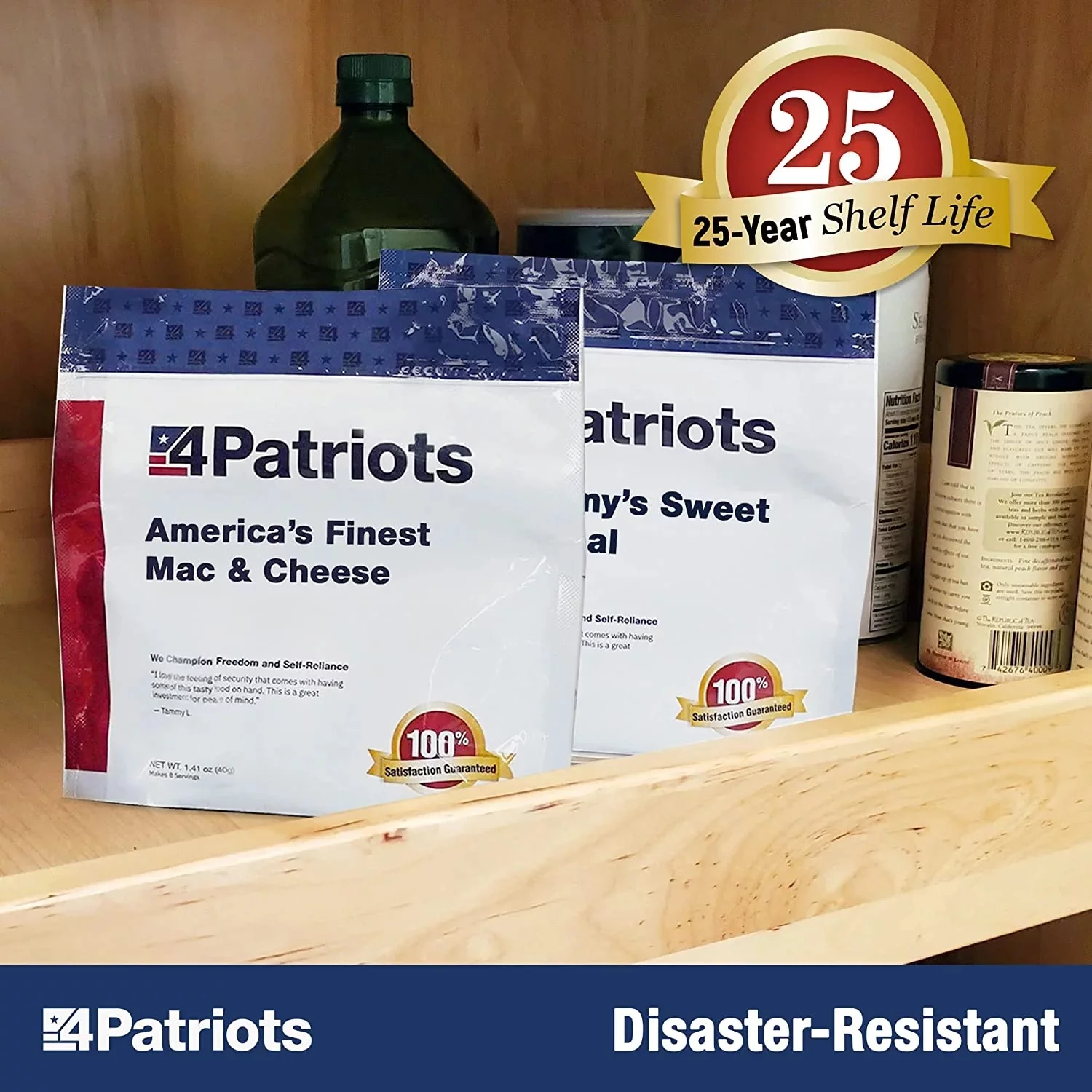 4Patriots Emergency Food Supply - 72-Hour Survival Kit - Freeze Dried Food - 25-Year Shelf Life - 16 Servings