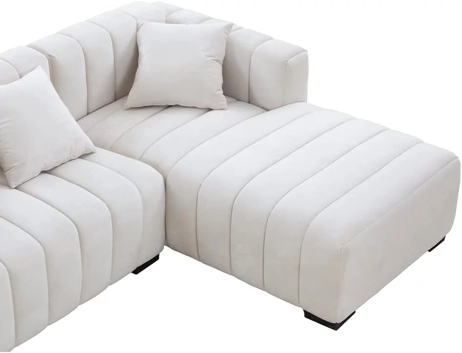 Williamspace 139" Sectional Sofa Couch for Living Room, Modern Luxury L Shaped Sofa with Ottoman