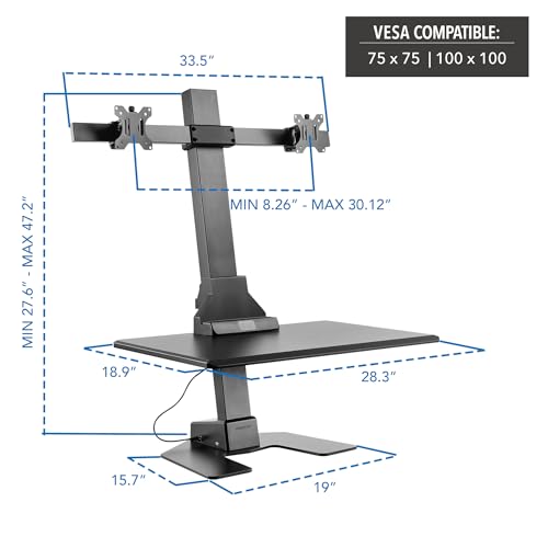 Mount-It! Electric Standing Desk Converter - Motorized Sit-Stand Desk Riser with Monitor Mount