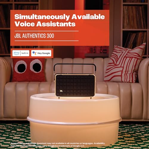 JBL Authentics 200 - Retro Style Smart Home Speaker with Built in Wi-Fi, Bluetooth and Voice Assistants, Alexa and Google Assistant