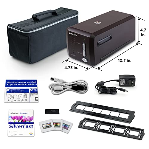 Plustek OpticFilm 8300i Ai Film Scanner - Converts 35mm Film & Slide into Digital, Bundle SilverFast Ai Studio 9 + QuickScan Plus