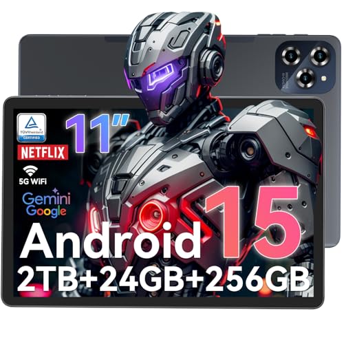 Tablet Android 15 Tablet-11 Inch FHD Display, 24GB RAM 256GB ROM /2TB TF, T615 Octa-Core AI Tablets, 8000mAh/18W Fast Charge, 5G WiFi & 16MP Camera