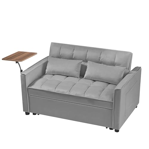 68.11" Corduroy Sleeper Chair Bed with USB Port, Cup Holders & Side Storage Pockets – 3-in-1 Foldable Sofa Bed for Guest Room, Living Room – White