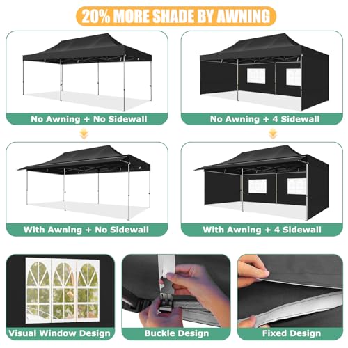 COBIZI 10x10 Pop Up Canopy Tent with Awning