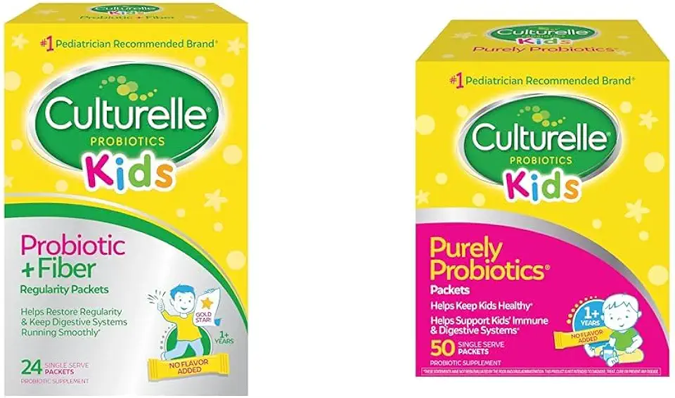 Culturelle Kids Probiotic + Fiber Packets (Ages 3+) - 24 Count - Digestive Health & Kids Purely Probiotics Packets Daily Supplement
