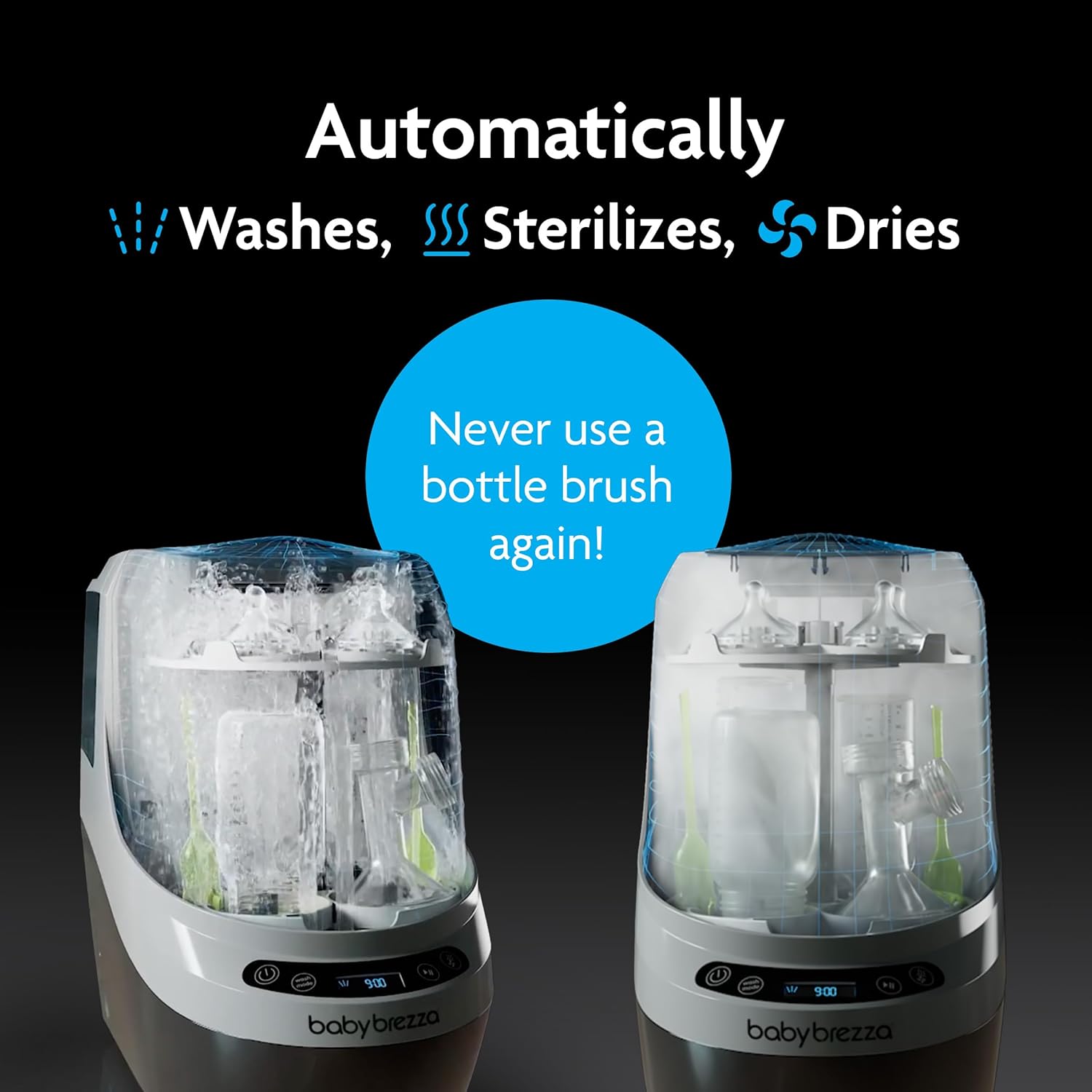 Baby Brezza Bottle Washer Pro - Baby Bottle Washer, Sterilizer + Dryer - All in One Machine Cleans Bottles, Pump Parts, & Sippy Cups