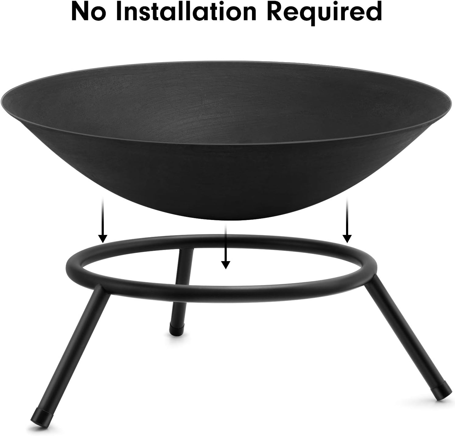 AMAGABELI GARDEN & HOME Fire Pit Outdoor Wood Burning Portable Folding 22in Firepit Firebowl Fireplace Poker Spark Screen Retardant Mesh Lid Deep