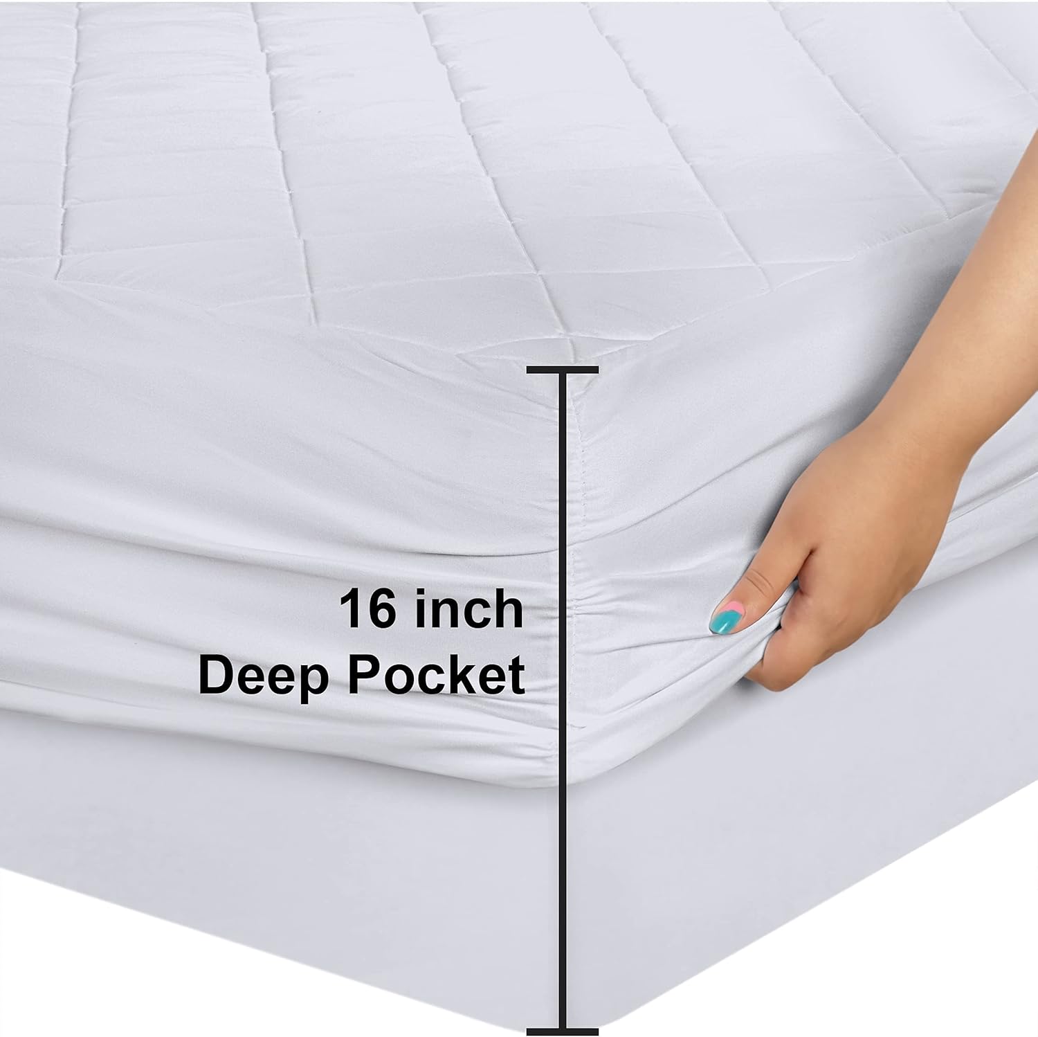 Utopia Bedding Quilted Fitted Mattress Pad (California King) - Elastic Fitted Mattress Protector - Mattress Cover Stretches up to 16 Inches Deep
