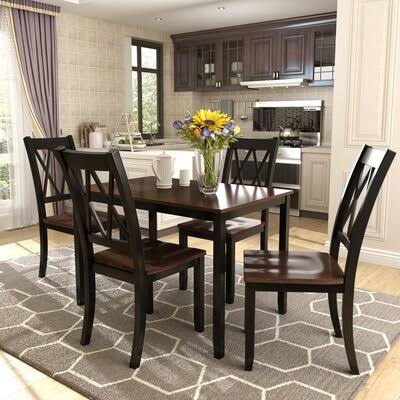 Caria 5 - Piece Dining Set Gracie Oaks Color: Black