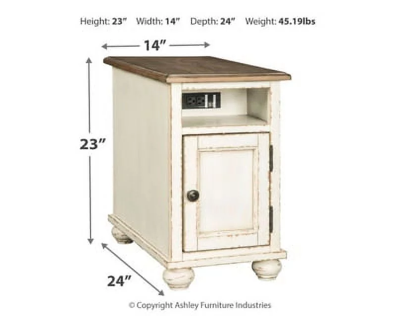Signature Design by Ashley Traditional Realyn Chairside End Table  White/Brown
